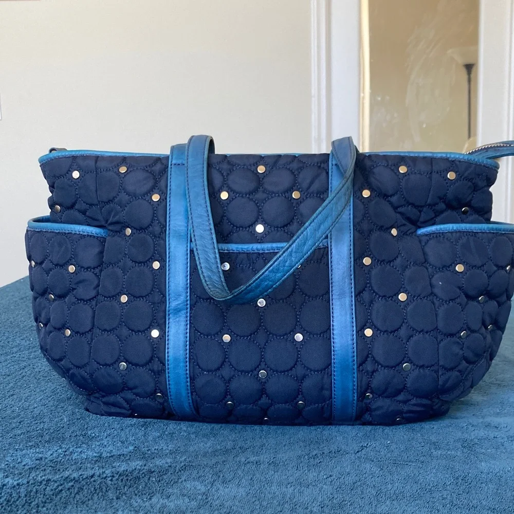 Rebecca Minkoff studded quilted Marissa Diaper / Weekender bag in Navy